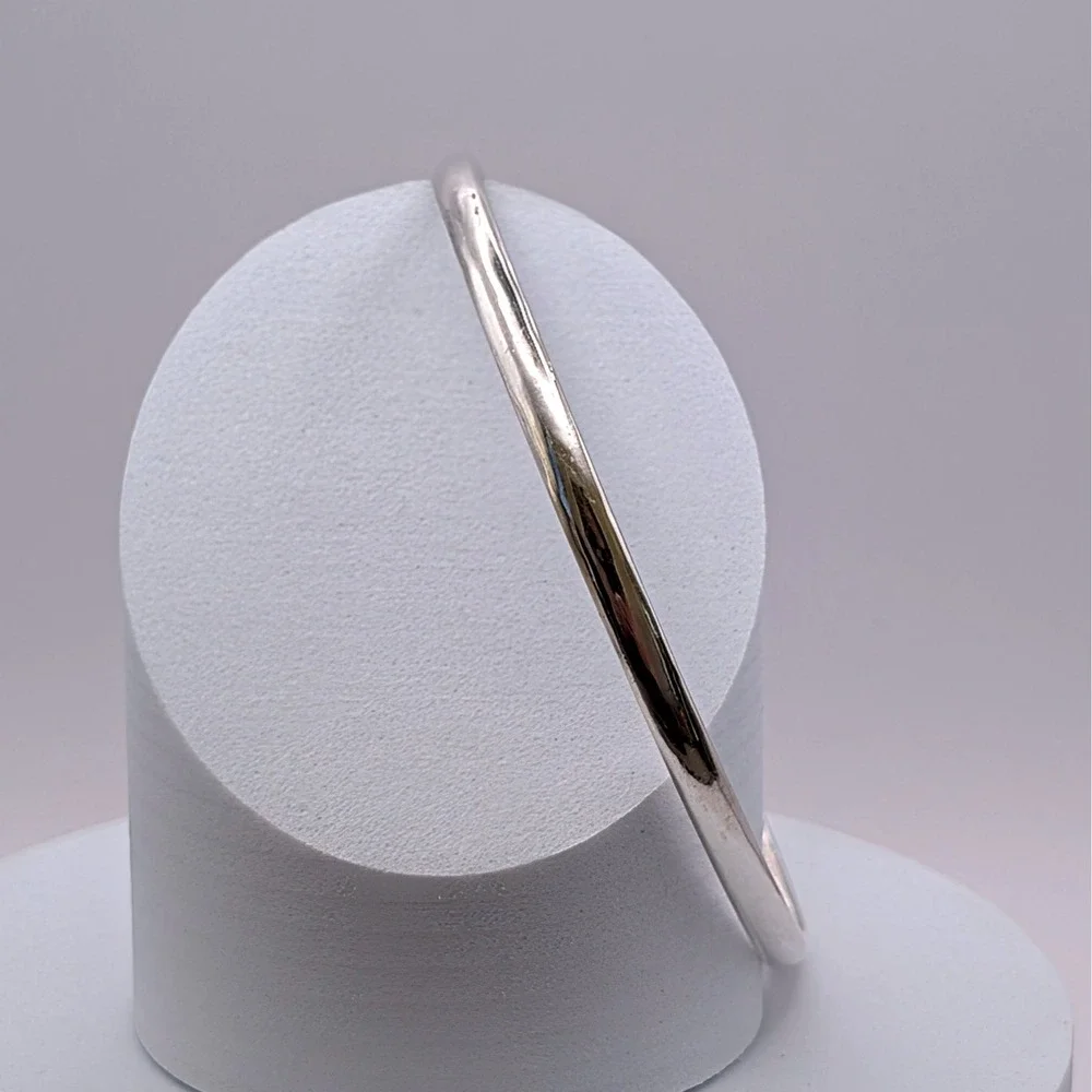 Mexican 925 Sterling Silver Minimalist Polished Round Bangle Bracelet 13.2g